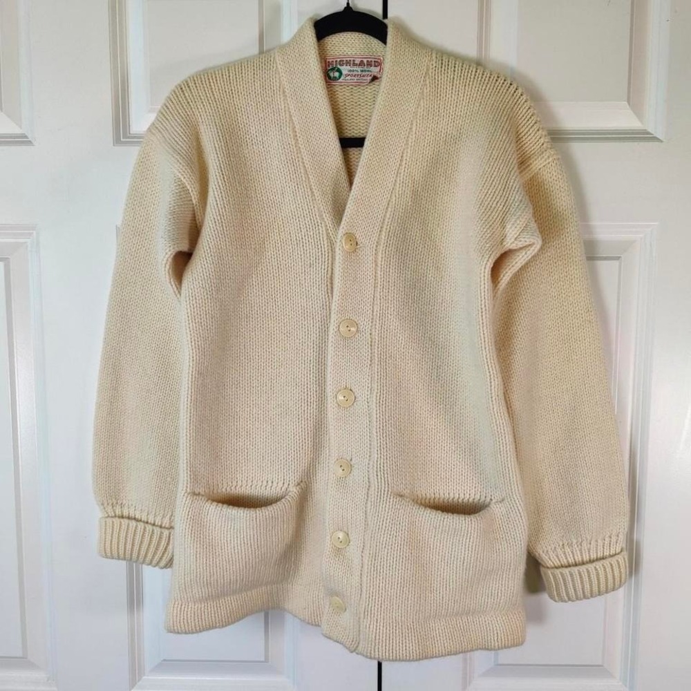 Vintage 50s‎ 60s Highland Sportswear Shetland Wool Varsity Cardigan Collegiate S